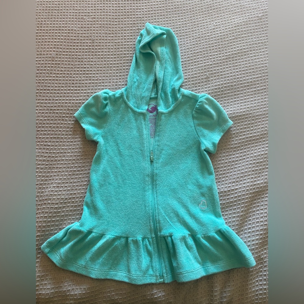 OP Turquoise Hooded Zip-Up Sweatshirt